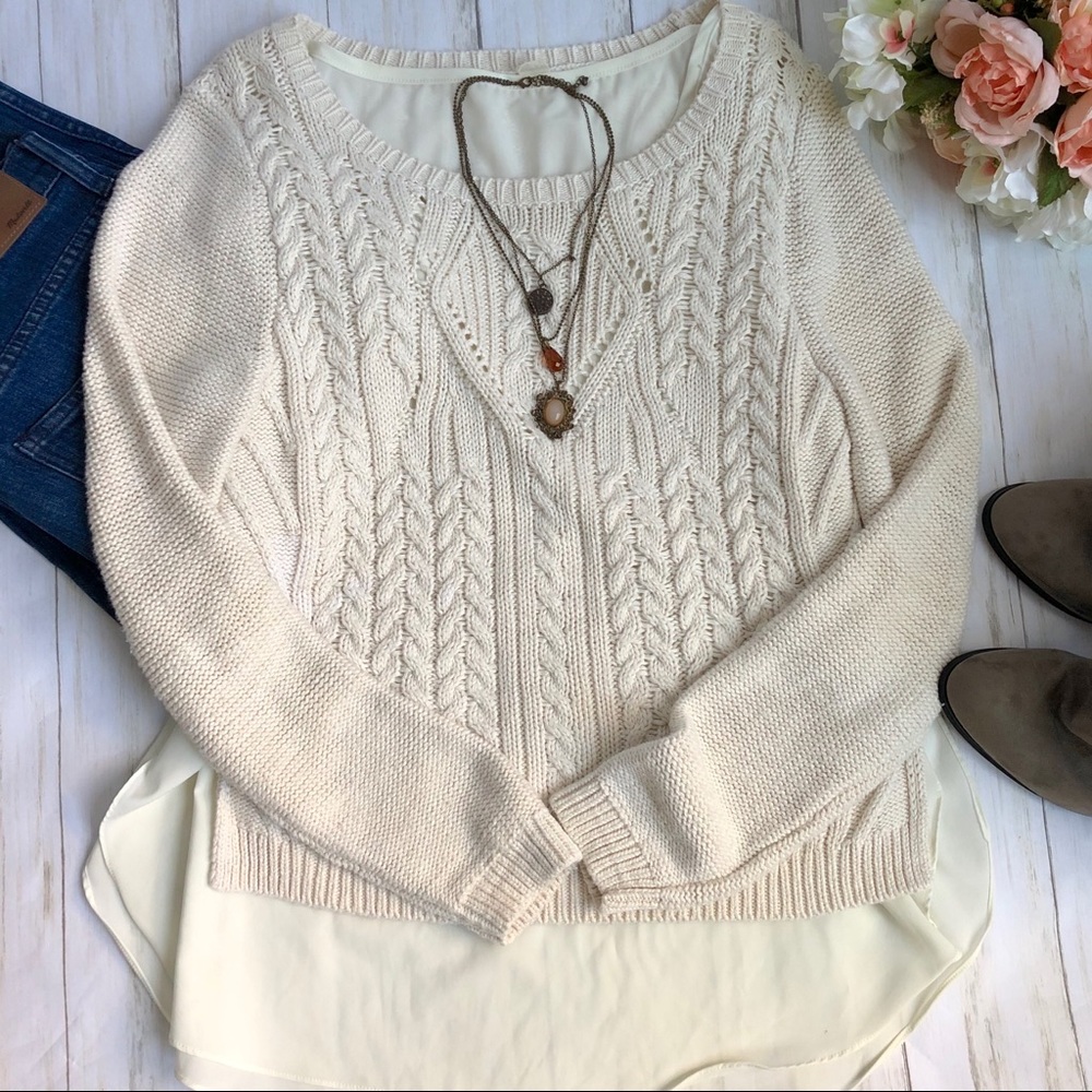 ANTHROPOLOGIE MOTH Ella Cable Knit Lined Sweater